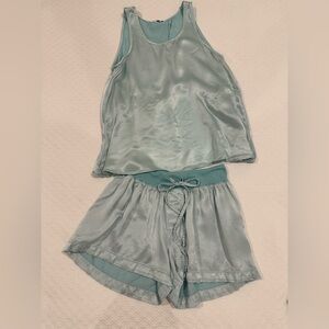 PJ Harlow Split-back Tank & Drawstring Shorts Set in Light Aqua size XS